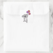 Koala fliegt mit Balloons süße Tiere Kinder Quadratischer Aufkleber (Tasche)