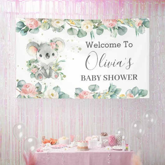 Koala Floral Eukalyptus Grüne Begrüßung Hintergrun Banner (Party)