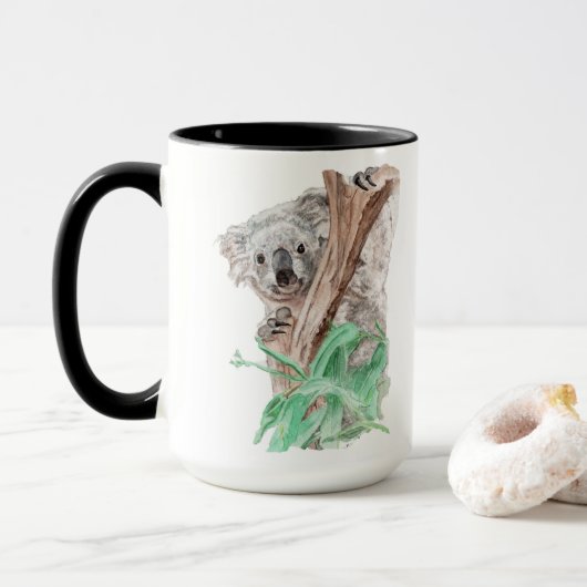 Koala Flüchtige Blick-A-Boo auf einer Tasse (Mit Donut)