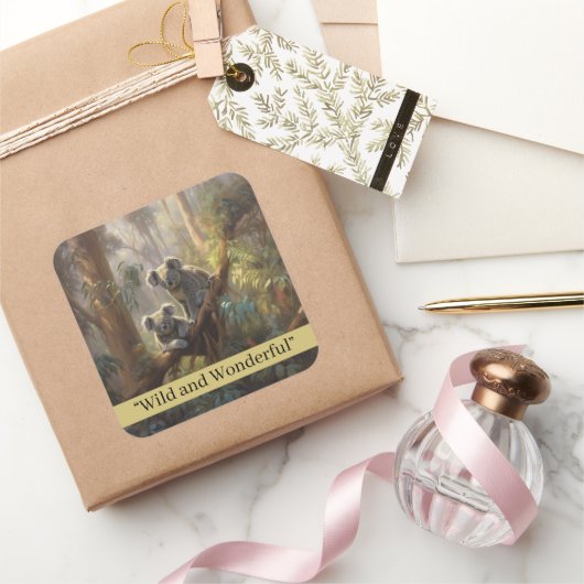 Koala Forest Dreams, Brauch Quadratischer Aufkleber (Schenken)