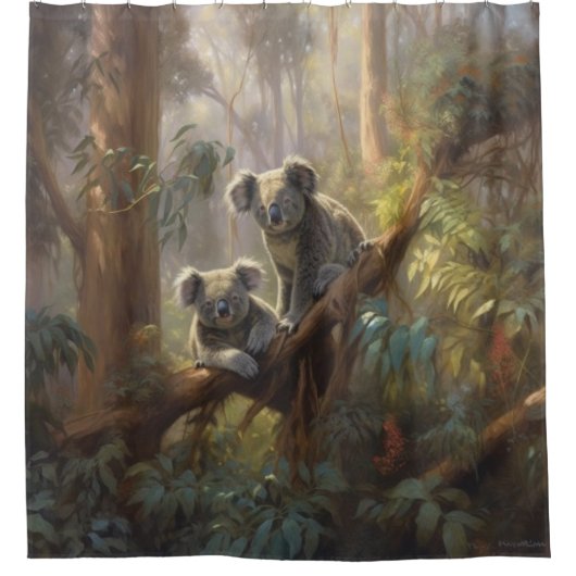 Koala Forest Dreams Duschvorhang (Vorderseite)