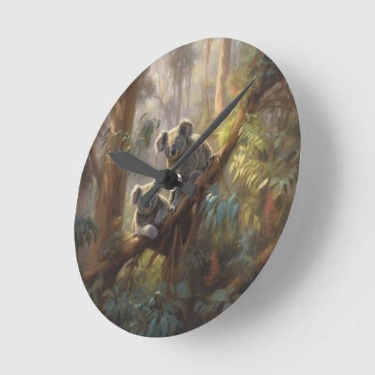 Koala Forest Dreams Runde Wanduhr (Winkel)