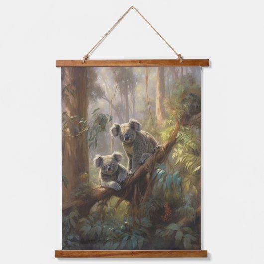 Koala Forest Dreams Wandteppich Mit Holzrahmen (Vorderseite)