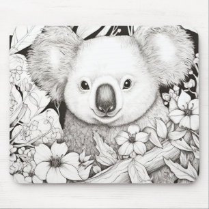 Koala Friedlich Nature Prairie Sketch Zeichnend St Mousepad