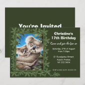 Koala-Geburtstags-Party Einladung (Vorne/Hinten)