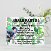 KOALA-Geburtstagsfeier Einladung (Stehend Vorderseite)
