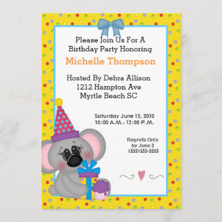 Koala Geburtstagsparty Einladungen