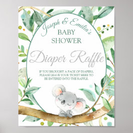 Koala Gender Neutral Baby Duwer Diaper Raffle Poster