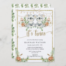 Koala Gender Neutral Twins Baby Dusche