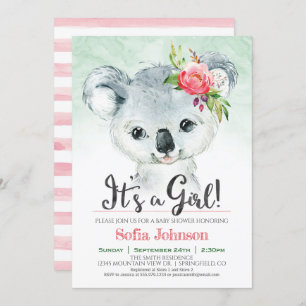 Koala Girl Baby Shower Einladung