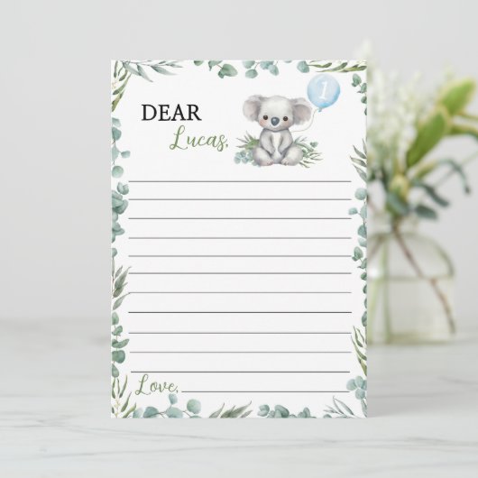Koala Green Time Capsule Note Card Dankeskarte (Stehend Vorderseite)