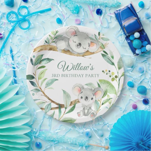 Koala Green und Gray Custom Birthday Party Pappteller (Party)