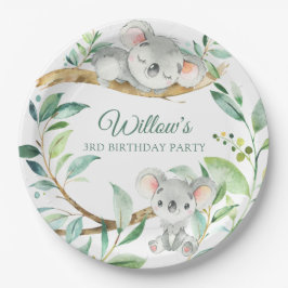 Koala Green und Gray Custom Birthday Party Pappteller