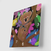 Koala Habitat Clock Quadratische Wanduhr (Winkel)