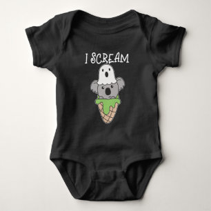 Koala Halloween Ghost I Schrei Eiscreme Puff Baby Strampler