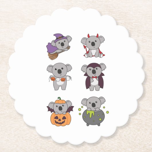 Koala Halloween Hexch Devil Pumpkin Vampire Untersetzer (Vorderseite)