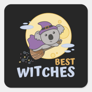 Koala Halloween Hexenkinder Hexen die besten Hexen Quadratischer Aufkleber