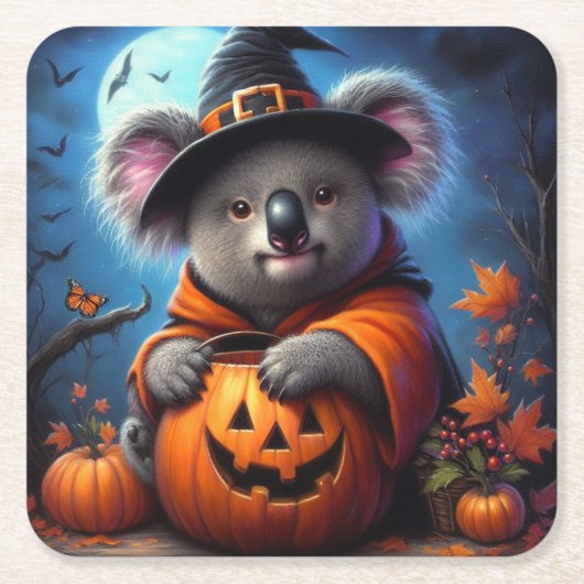 Koala Halloween-Kostüm Rechteckiger Pappuntersetzer (Vorderseite)
