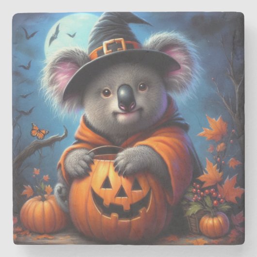 Koala Halloween-Kostüm Steinuntersetzer (Vorderseite)