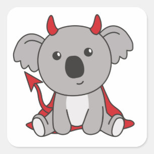 Koala Halloween Niedlicher Teufel Kinder Hexen Kos Quadratischer Aufkleber