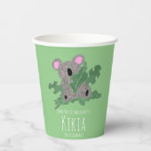 Koala Hand Drawn Animal Green Birthday Party Pappbecher (Vorderseite)