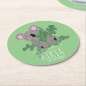 Koala Hand Drawn Bar Geburtstagspartei Runder Pappuntersetzer (Angewinkelt)