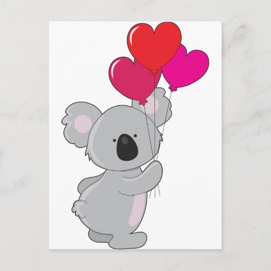 Koala Heart Balloons Postkarte (Vorderseite)