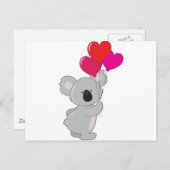 Koala Heart Balloons Postkarte (Vorne/Hinten)