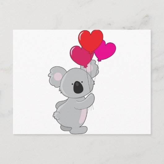 Koala Heart Balloons Postkarte (Vorderseite)