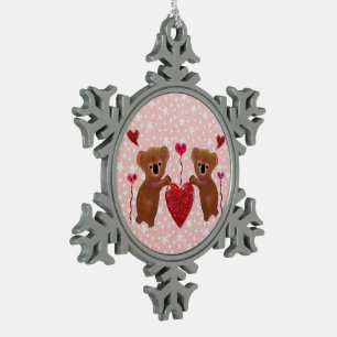 Koala-Herz-Schneeflocke-Verzierung Schneeflocken Zinn-Ornament
