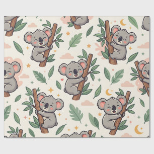 Koala Hug-Geschenkpapier – Pastellwald-Muster Geschenkpapier