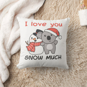 Koala I Love You Snow Much Snowman Pun Kissen
