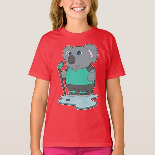 Koala Ice Hockey Eishockeystick T-Shirt (Vorderseite)