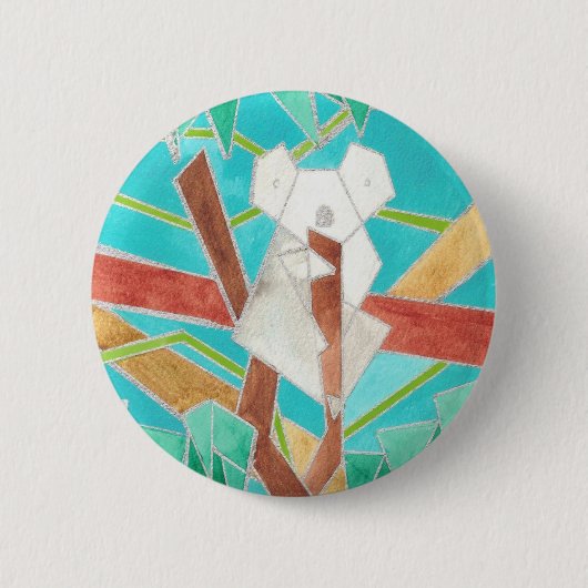 Koala im Baum Original Abstract Art Button (Vorderseite)