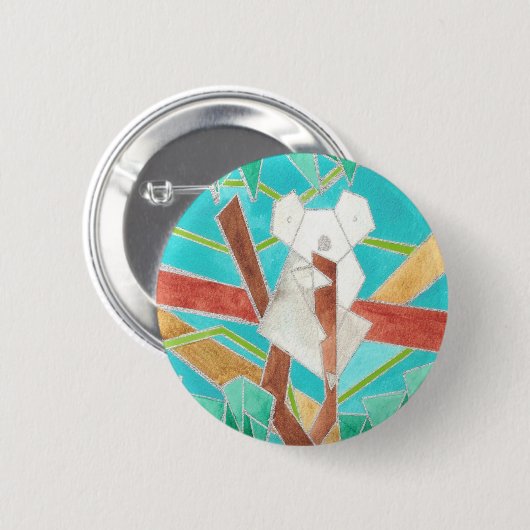 Koala im Baum Original Abstract Art Button (Vorne & Hinten)