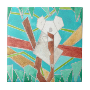 Koala im Baum Original Abstract Art Fliese