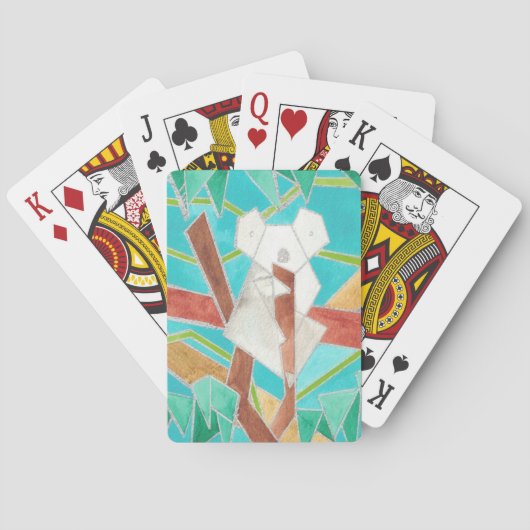 Koala im Baum Original Abstrakt Kunst Spielkarten (Rückseite)