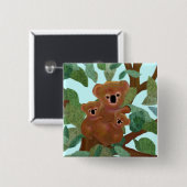 Koala im Eukalyptus Button (Vorne & Hinten)