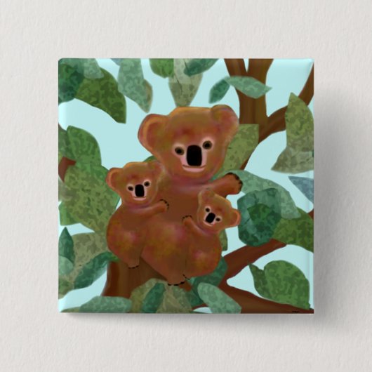 Koala im Eukalyptus Button (Vorderseite)