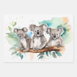 Koala im Wasserfarbenbereich Landschaft Geschenkpapier Set