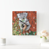 Koala-Imbiss-Zeit Quadratische Wanduhr (Zuhause)