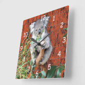 Koala-Imbiss-Zeit Quadratische Wanduhr (Winkel)