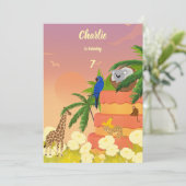 Koala in Coconut Exotic Geburtstag Einladung (Stehend Vorderseite)