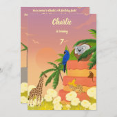 Koala in Coconut Exotic Geburtstag Einladung (Vorne/Hinten)