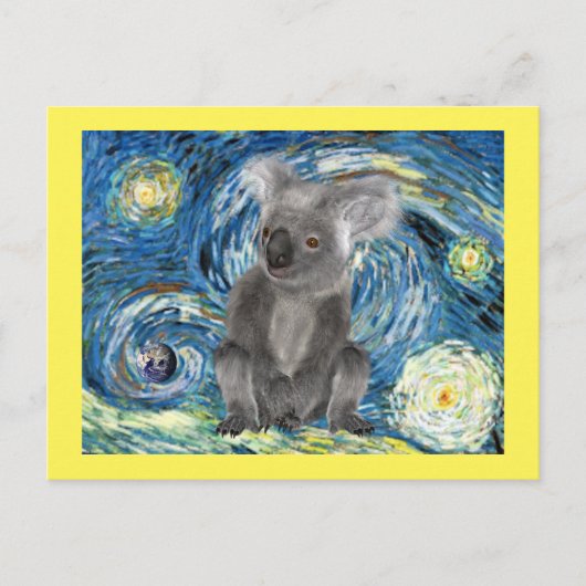 Koala in der Sternennacht, gefährdete Arten Postkarte (Vorderseite)