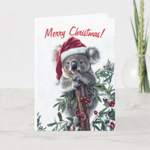 Koala in einer Weihnachtsmannmütze Weihnachtskarte Karte