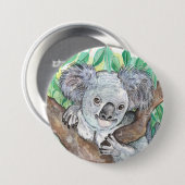 Koala in Eukalyptus Tree Painting Button (Vorne & Hinten)