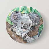 Koala in Eukalyptus Tree Painting Button (Vorderseite)