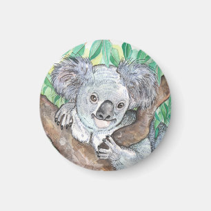 Koala in Eukalyptus Tree Painting Magnet