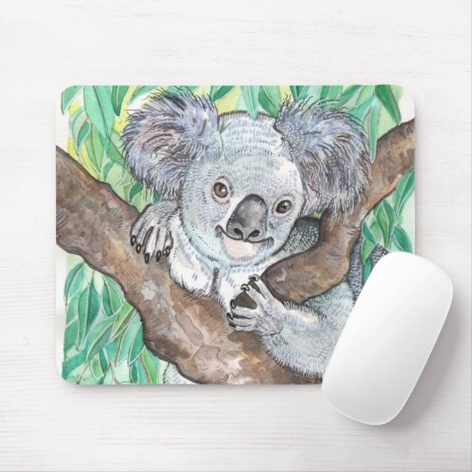 Koala in Eukalyptus Tree Painting Mousepad (Mit Mouse)